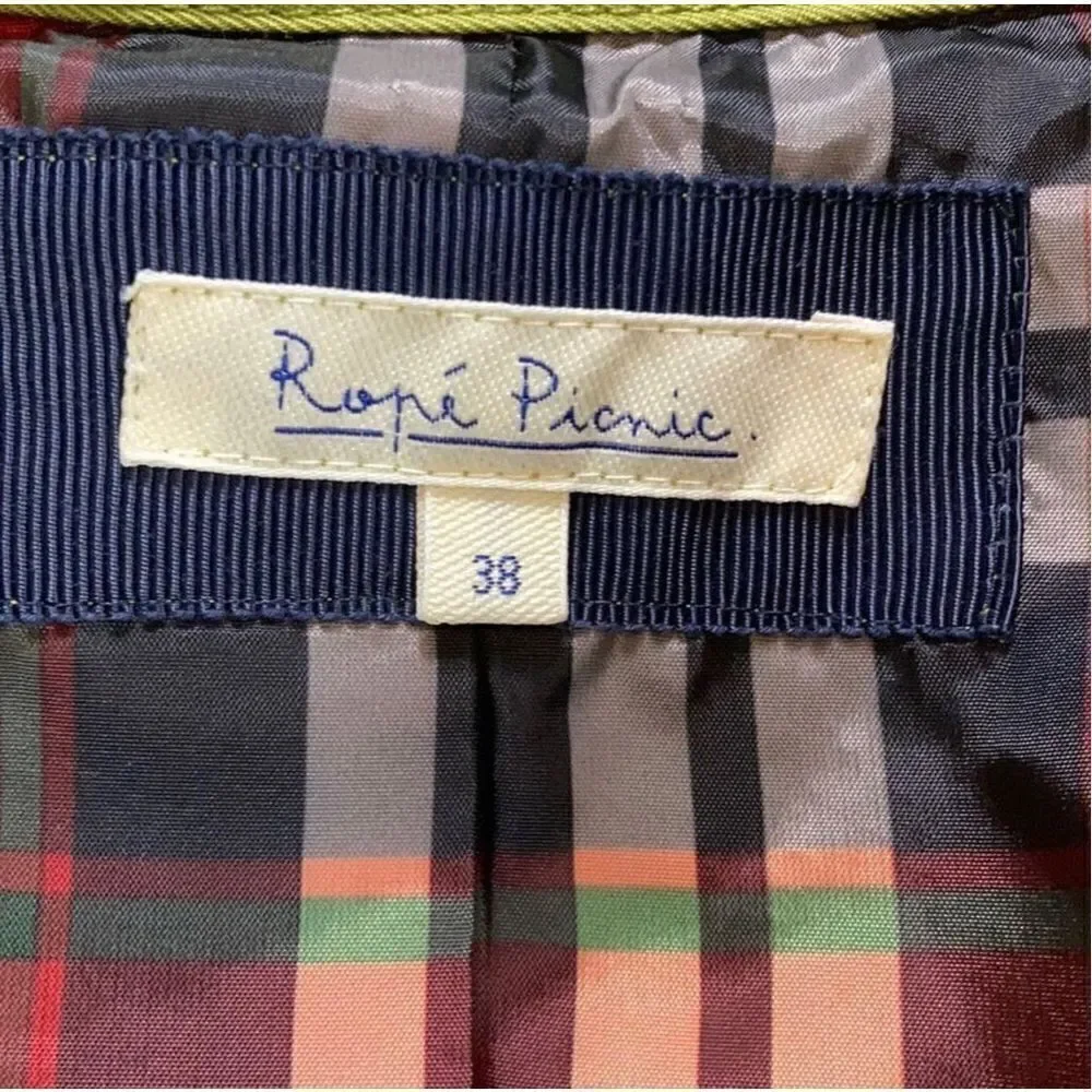 Ropé Picnic Green Belted Trench Coat Size 38/Small - Picture 3 of 10